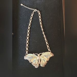 Silver, turquoise butterfly necklace